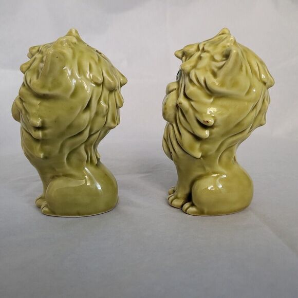 Vintage Anthropomorphic Ceramic Japan Release Kitsch Lion Salt & Pepper Shakers - Picture 8 of 10
